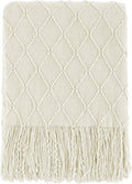 BOURINA Beige Throw Blanket 50x60 Inches Throw Textured Solid Soft Sofa Couch by BOURINA