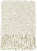 BOURINA Beige Throw Blanket 50x60 Inches Throw Textured Solid Soft Sofa Couch by BOURINA