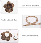 Lewondr Curtain tie Magnetic, 4 Pieces Vintage Resin Flower Curtain Drapery - Image 3
