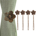 Lewondr Curtain tie Magnetic, 4 Pieces Vintage Resin Flower Curtain Drapery by Lewondr
