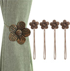 Lewondr Curtain tie Magnetic, 4 Pieces Vintage Resin Flower Curtain Drapery by Lewondr