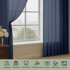 OWENIE Sheer Navy Blue Curtains 108 Inches Long - Image 3