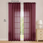 OWENIE Sheer Curtains 84 Inches Long 2 Panels Set, Burgundy Sheer Curtain - Image 5