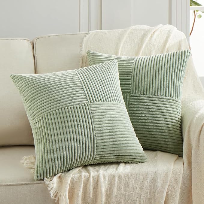 Fancy Homi 2 Packs Sage Green Samll Decorative Throw Pillow Covers 12x12 Inch by Fancy+Homi