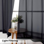 Simplebrand Black Sheer Kitchen Cafe Curtains - Image 5