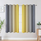 Ombre Gray and Yellow Blackout Curtains 45 Inch Length 2 panels, Full Room - Image 2