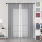 Chyhomenyc Extra Long Sheer Curtain Panels 96 Inches, Voile Top Dual Rod by Chyhomenyc