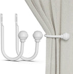 Hion Curtain Holdbacks White 2pcs, Curtain Tiebacks Wall Mounted Curtain Hooks by Hion