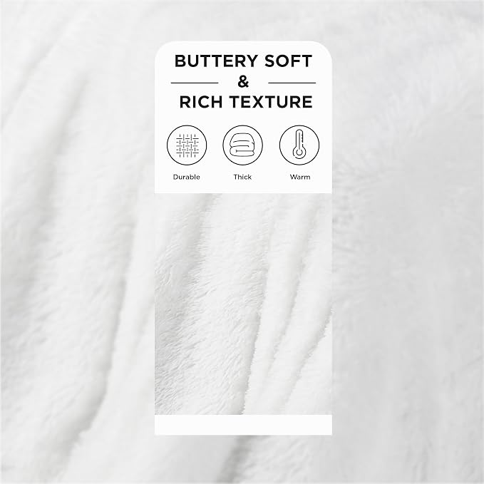 Bedsure GentleSoft Fluffy White Blankets Queen Size - Image 2