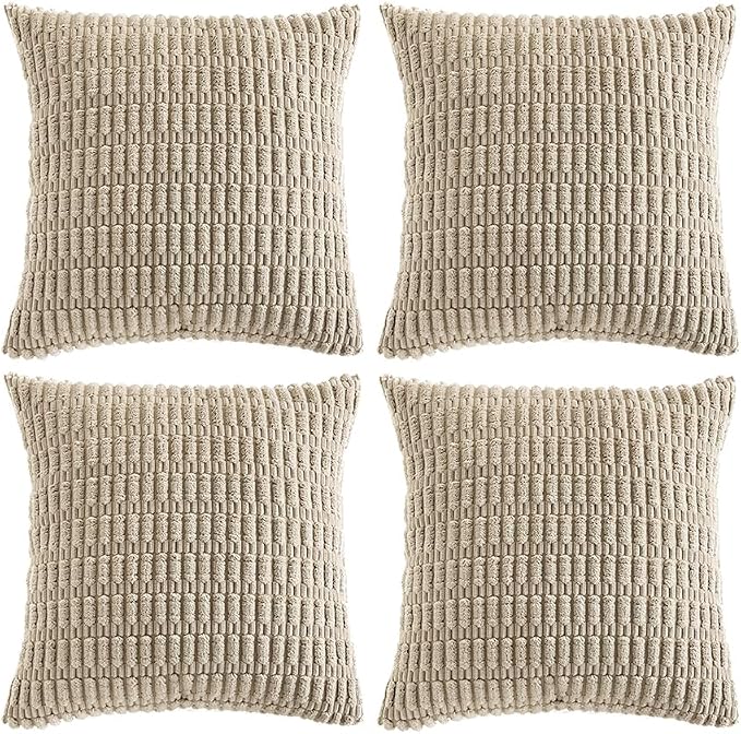 Fancy Homi 4 Packs Taupe Decorative Throw Pillow Covers 18x18 Inch by Fancy+Homi