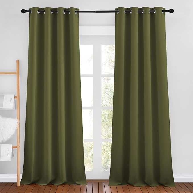 NICETOWN Olive Curtains 102 inches Long, Grommet Thermal Insulated Solid by NICETOWN