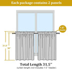 OWENIE Short Hot Pink Sheer Curtains 30 Inch Length 2 Panels Set, Kitchen - Image 2