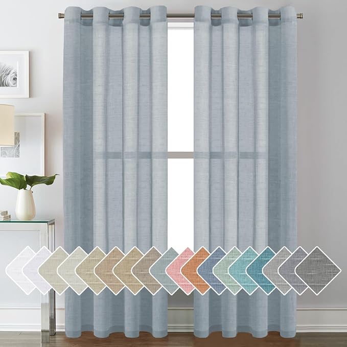 H.VERSAILTEX Linen Curtains Flax Linen Blended Curtain Panels by HVERSAILTEX