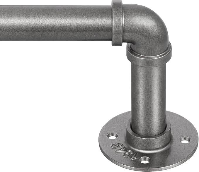 Zeerobee Curtain Rods for Windows 72 to 144, 1 Inch Industrial Wrap Around Grey by zeerobee