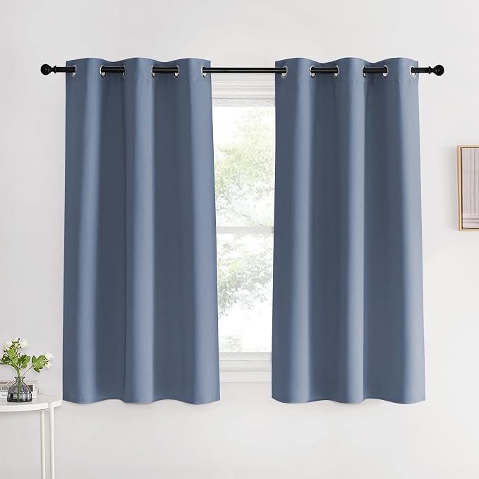NICETOWN Kitchen Curtains Blackout Drapes, Stone Blue, Thermal Insulated by NICETOWN