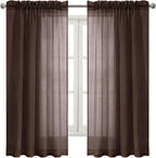 DWCN Brown Sheer Curtains Semi Transparent Voile Rod Pocket Curtains - Image 9
