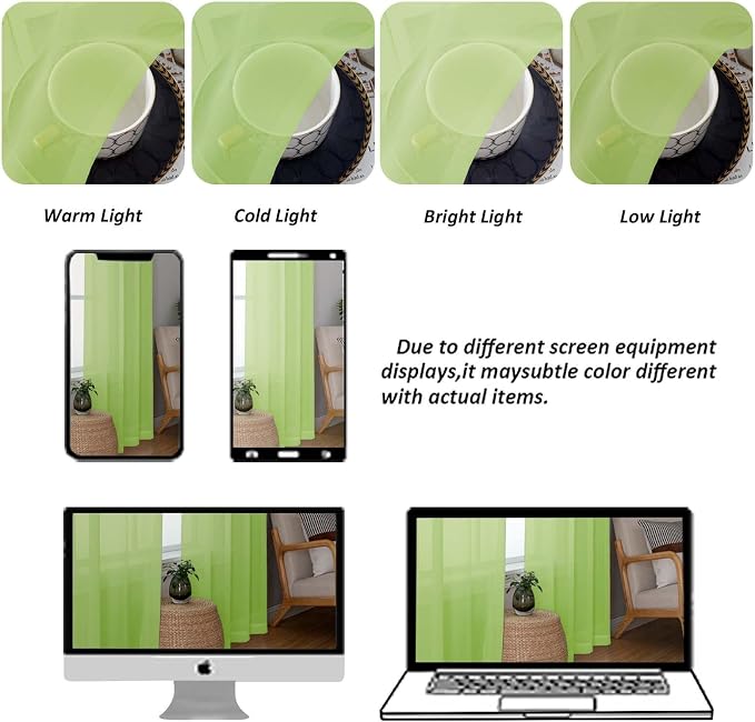 Chyhomenyc Sheer Curtains 63 Inch Length 2 Panels Set, Light Filtering Rod - Image 8