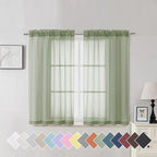 Aiyufeng Window Green Sheer Curtains 45 Inch Length 2 Panels Small Sheer by Aiyufeng
