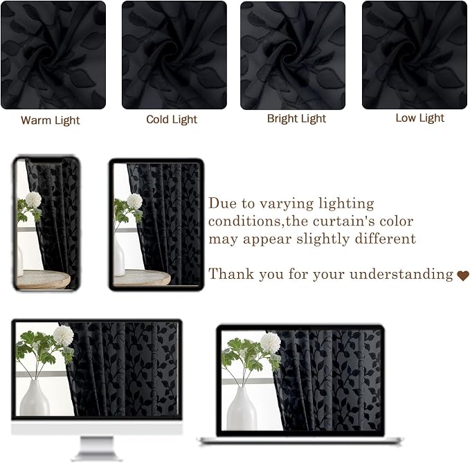 Chyhomenyc Extra Long Black Sheer Curtains 108 Inch Length 2 Panels Set - Image 3