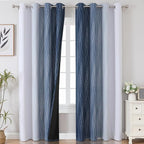 Estelar Textiler Navy Blue and Greyish White Blackout Curtains 108 Inches Long - Image 2