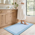 48x24 Long Bathroom Rugs Washable Non Slip, Light Blue Bath Mat - Image 3