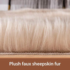 Carvapet 3x3ft Brown Faux Fur Area Rug Irregular Shaped Rug Soft Fluffy - Image 6