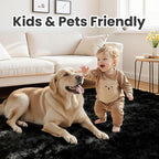 5x7 Area Rugs for Living Room: Ultra Soft Fluffy Shag Black Rug for Bedroom - Image 3