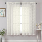 Chyhomenyc Ivory Sheer Curtains 63 Inch Length 2 Panels Set, Light Filtering by Chyhomenyc