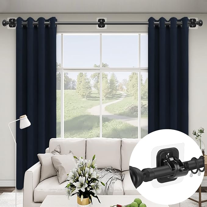 Codoule 2PCS No Drill Curtain Rod Brackets Drilling Self Adhesive Holder Hooks - Image 4