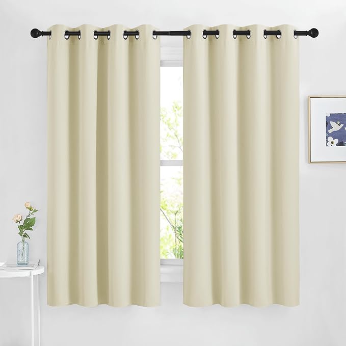 NICETOWN Beige Blackout Curtains 63 inches Long, Grommet Room Darkening Window by NICETOWN