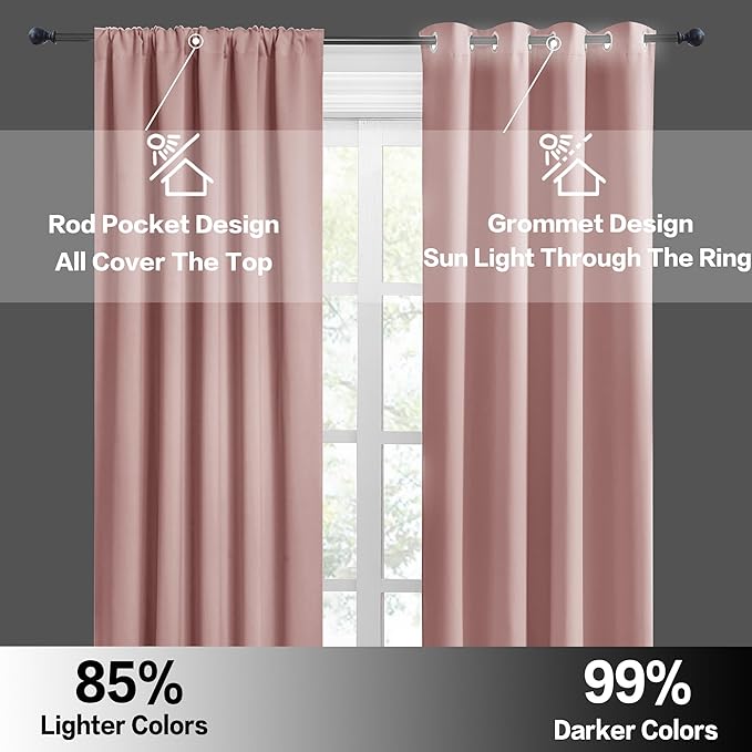 RYB HOME Blackout Curtains for Bedroom Living Room 63 inches Long, Thermal - Image 5