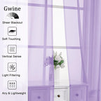 Gwine Lilac Sheer Curtains 96 Inches Long 2 Panels, Elegant Window Treatments - Image 2