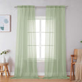 Simplebrand Light Green Sheer Curtains 96 Inches Long 2 Panels, Light Filtering by Simplebrand