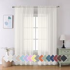 Aiyufeng Modern Sheer Window Curtains, Rod Pocket Long Curtains Translucent by Aiyufeng