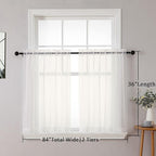 Chyhomenyc Ivory Sheer Curtains Tier 36 inch Length 2 Panels, Light Filtering - Image 6
