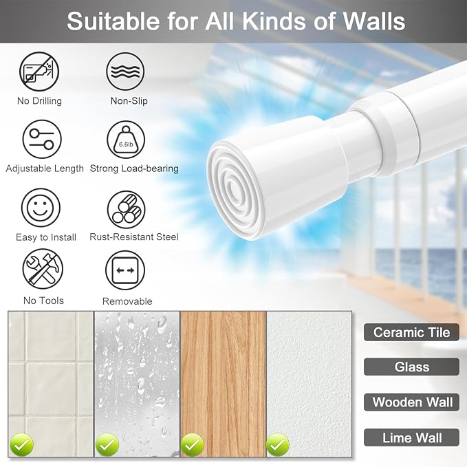 AIZESI 1pcs Tension Curtain Rod Spring Tension Rod Short Curtian Rods No - Image 3