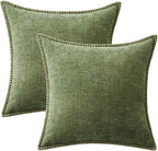 MIULEE Pack of 2 Couch Throw Pillow Covers 20x20 Inch Sage Green Farmhouse - Image 6