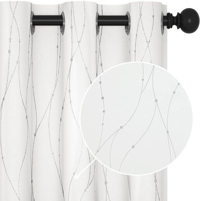 Deconovo White Curtains 63 Inches Long, Room Darkening Curtain, Thermal by Deconovo