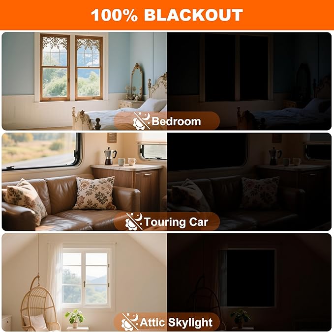 100% Blackout Curtains for Bedroom 2 Pack 40"x57" Portable Window Blinds Cover - Image 5