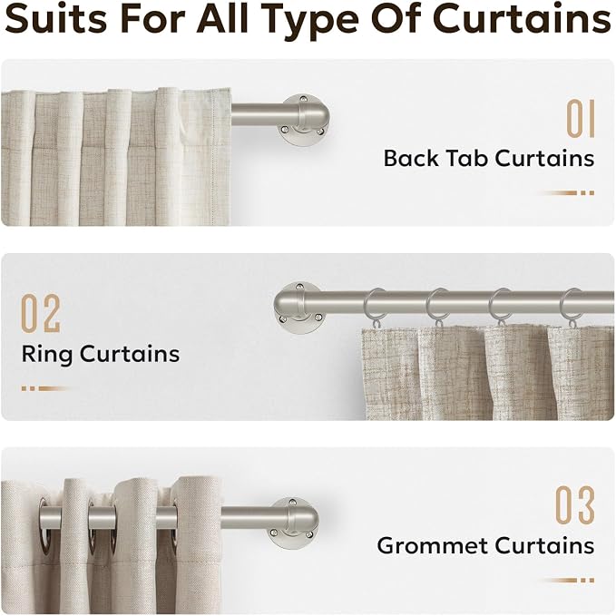 Zeerobee Curtain Rods for Windows 120 to 240, 1 Inch Industrial Wrap Around - Image 8