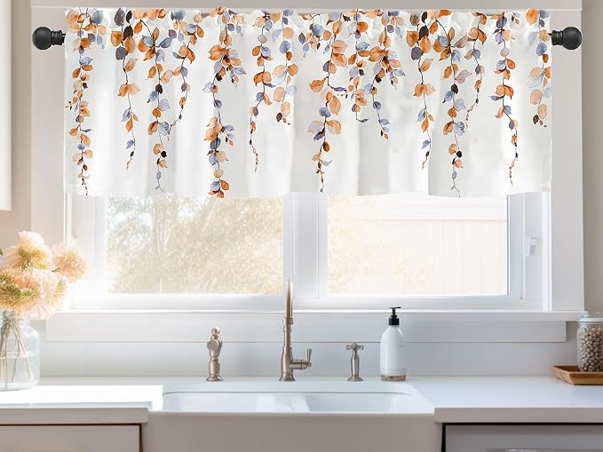 Watercolor Fall Leaves Window Valance - Image 2