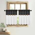 Boho Kitchen Curtains 24 Inch Length, Farmhouse Cotton Linen Tier Curtains - Image 8