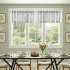 jinchan Striped Valance Farmhouse Window Treatment Linen Textured Drapes - Image 3