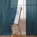 Simplebrand Dusty Blue Short Sheer Curtains 45 Inch Length - Image 4
