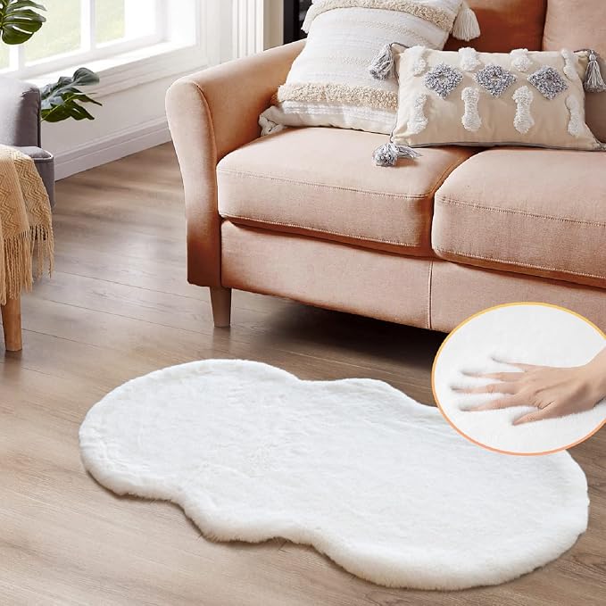ORINOVA White Faux Rabbit Fluffy Fur Rugs by ORINOVA