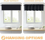 OWENIE Black Valances for Windows 1 Pcs 20 Inch Length, Light Filtering - Image 5