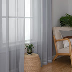 Simplebrand Light Grey Sheer Curtains 90 Inches Long 2 Panels, Light Filtering - Image 4