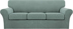 Turquoize 4 Piece Sofa Covers for 3 Cushion Couch Sofa Slipcover Soft Couch by Turquoize