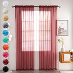 youleyar Solid Sheer Rod Pocket Curtain Voile Draperies 2 Panels White Beige by Youleyar