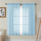 Gwine Sky Blue Sheer Curtains 63 Inch Length by Gwine
